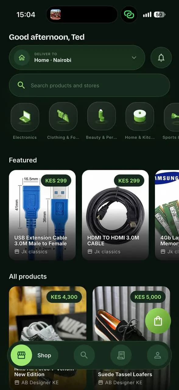 Browsing products from verified stores in the Chekit app